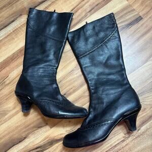 Sofft Ceville Knee High Boots Black Leather with Lace Detail size 9.5